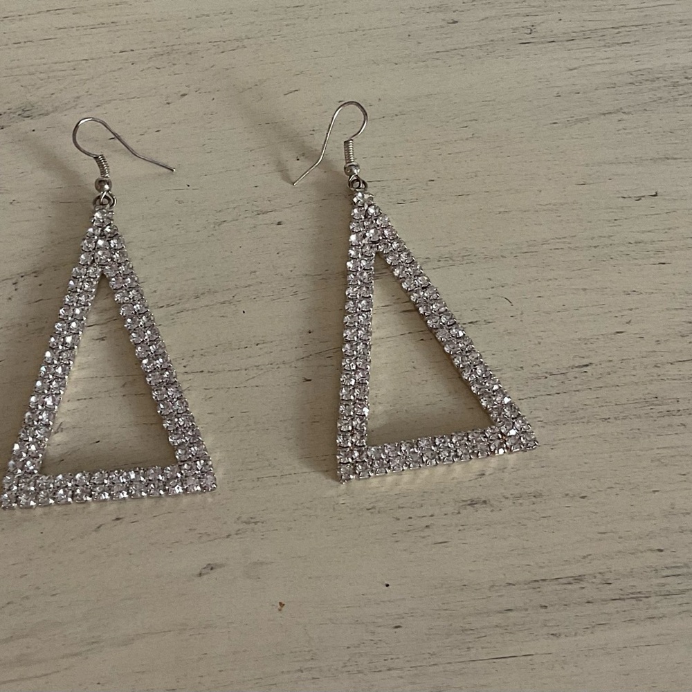 Elegant Silver Triangle Earrings
